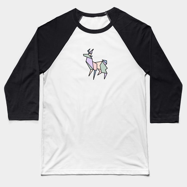 Origami Pastel Deer Baseball T-Shirt by Numerica